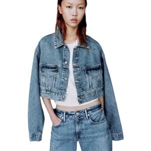 SLVRLAKE Rework Classic Denim Trucker Jacket With Hybrid Construction NWOT